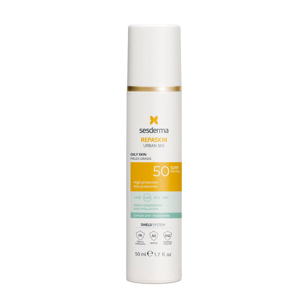 SESDERMA REPASKIN URBAN 365 APSAUGINĖ PRIEMONĖ SU SPF50 RIEBIAI ODAI, 50 ML